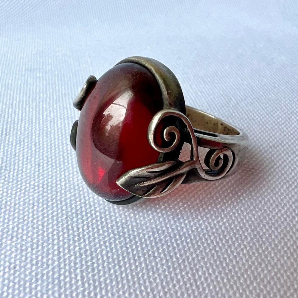 Garnet Red Chalcedony Ring